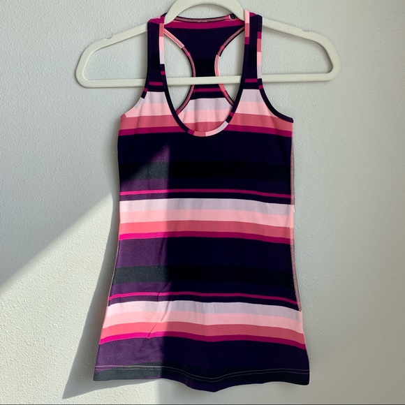 Lululemon Cool Racerback Tank, Purple/Pink stripe - Picture 2 of 4